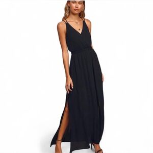 Lulu's Black and White Ruched Maxi Dress